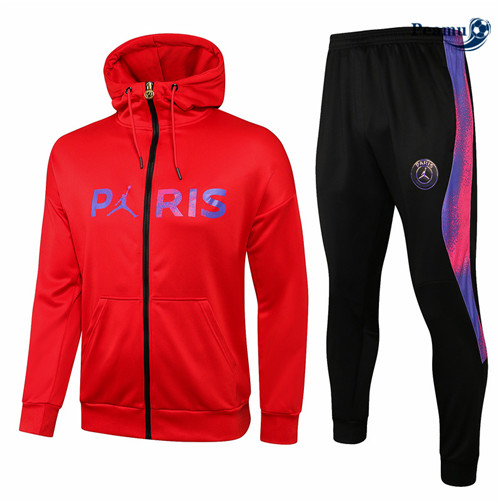 Casaco de Fato de Treino PSG Jordan com capuz Vermelho 2021-2022