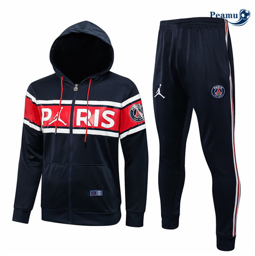 Casaco de Fato de Treino Jordan PSG com capuz Azul Marinho/ Vermelho 2021-2022