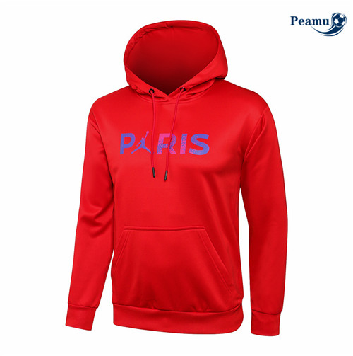 Jaqueta Futebol PSG Jordan Paris com capuz Vermelho 2021-2022