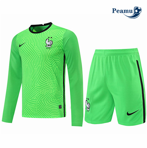 Kit Camisola Futebol França Gardien de but Manche Longue Vert 2021-2022