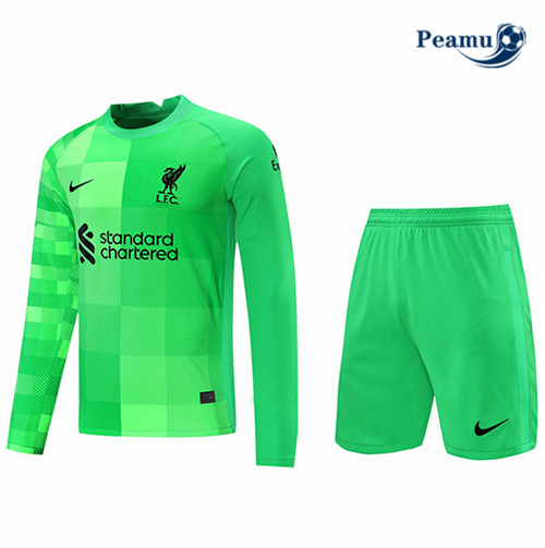 Kit Camisola Futebol Liverpool Gardien de but Manche Longue Vert 2021-2022