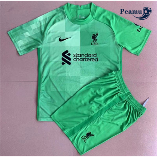 Camisola Futebol Liverpool Crianças Gardien de but Vert 2021-2022