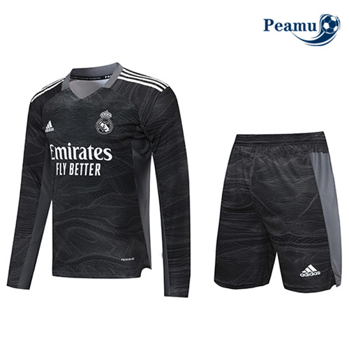 Kit Camisola Futebol Real Madrid Gardien de but Manche Longue Preto 2021-2022