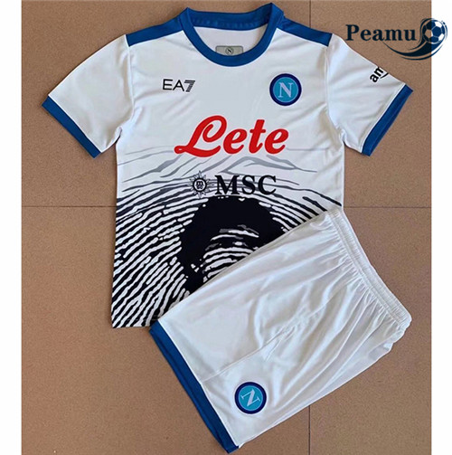 Peamu - Camisola Futebol Napoli Maradona Crianças Branco 2021-2022