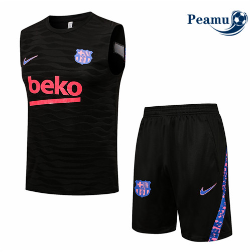 Kit Camisola Entrainement foot Barcelona Debardeur + Pantalon Preto 2021-2022