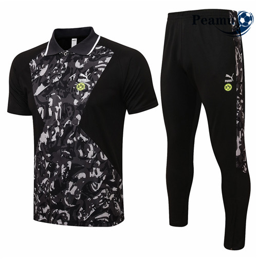 Kit Camisola Entrainement foot Polo Borussia Dortmund + Pantalon Preto 2021-2022