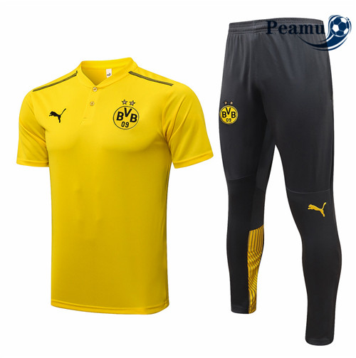 Kit Camisola Entrainement foot Polo Borussia Dortmund + Pantalon Amarelo 2021-2022