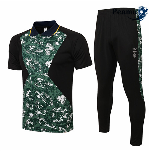 Kit Camisola Entrainement foot Polo Manchester City Preto/Vert 2021-2022