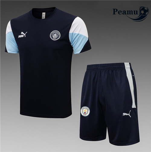 Kit Camisola Entrainement foot Manchester City + Pantalon Azul Marinho 2021-2022