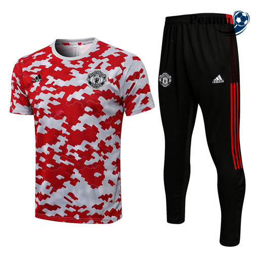 Kit Camisola Entrainement foot Manchester United + Pantalon Vermelho/Branco 2021-2022