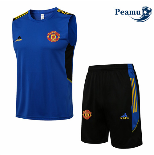 Kit Camisola Entrainement foot Manchester United Debardeur + Pantalon champions league Azul 2021-2022