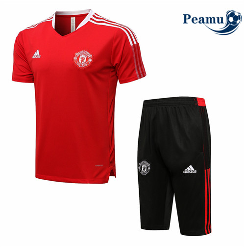 Kit Camisola Entrainement foot Manchester United + Pantalon Vermelho 3/4 2021-2022