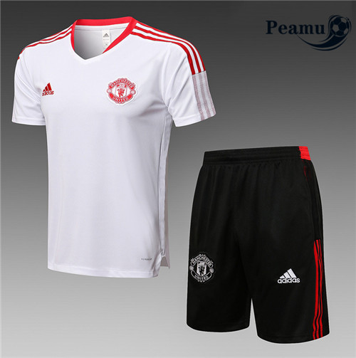 Kit Camisola Entrainement foot Manchester United + Pantalon Branco 2021-2022