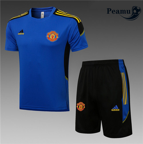 Kit Camisola Entrainement foot Manchester United + Pantalon champions league Azul 2021-2022