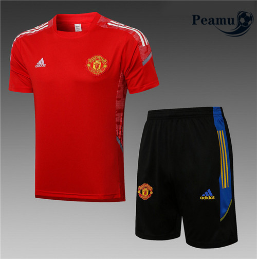 Kit Camisola Entrainement foot Manchester United + Pantalon champions league Vermelho 2021-2022