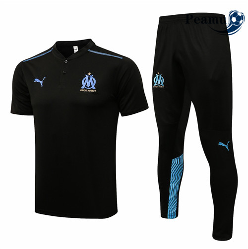 Kit Camisola Entrainement foot Polo Marsella + Pantalon Preto 2021-2022