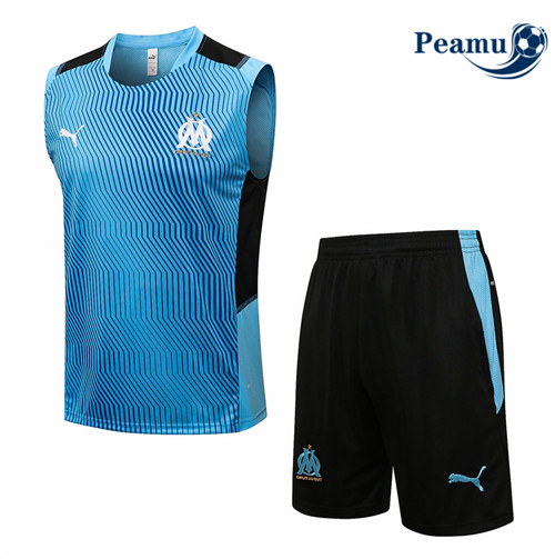 Kit Camisola Entrainement foot Marsella Debardeur + Pantalon Azul clair Vermelho 2021-2022