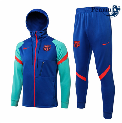 Peamu - Casaco de Fato de Treino Barcelona com capuz Azul/Vert 2021-2022