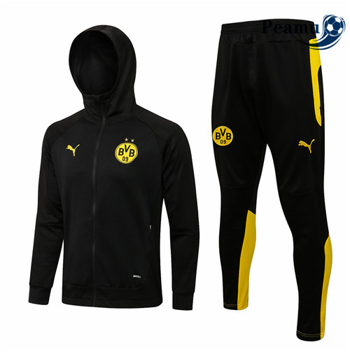 Peamu - Casaco de Fato de Treino Borussia Dortmund com capuz Preto 2021-2022