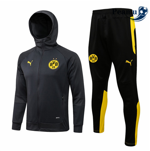 Peamu - Casaco de Fato de Treino Borussia Dortmund com capuz Cinza 2021-2022