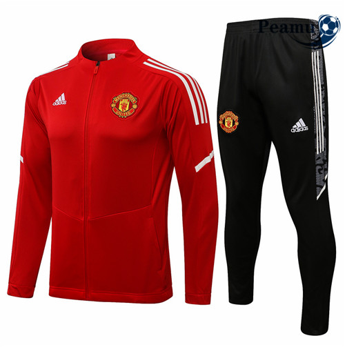 Peamu - Casaco de Fato de Treino Manchester United Vermelho/Branco 2021-2022 Col bas