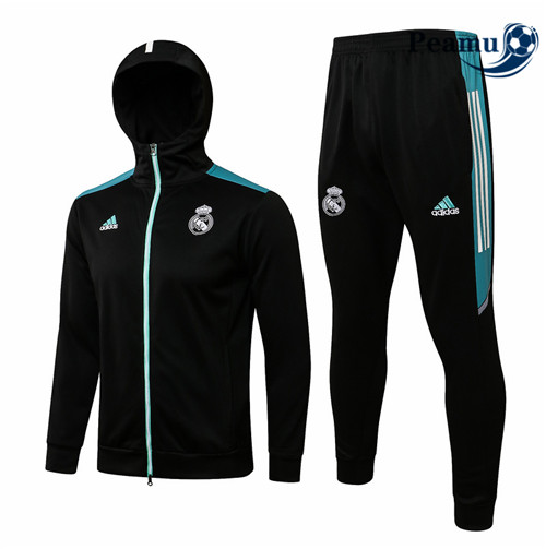 Peamu - Casaco de Fato de Treino Real Madrid com capuz Preto/Azul 2021-2022