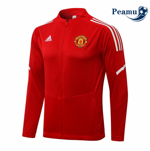 Peamu - Jaqueta Futebol Manchester United Vermelho/Branco 2021-2022 Col bas