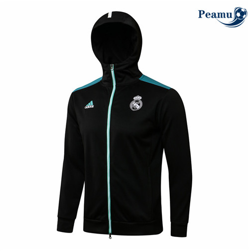 Peamu - Jaqueta Futebol Real Madrid com capuz Preto/Azul 2021-2022