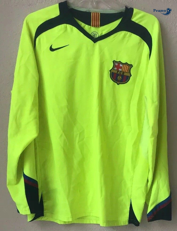 Classico Maglie Barcelona Alternativa Equipamento Manche Longue Verde 2005-06