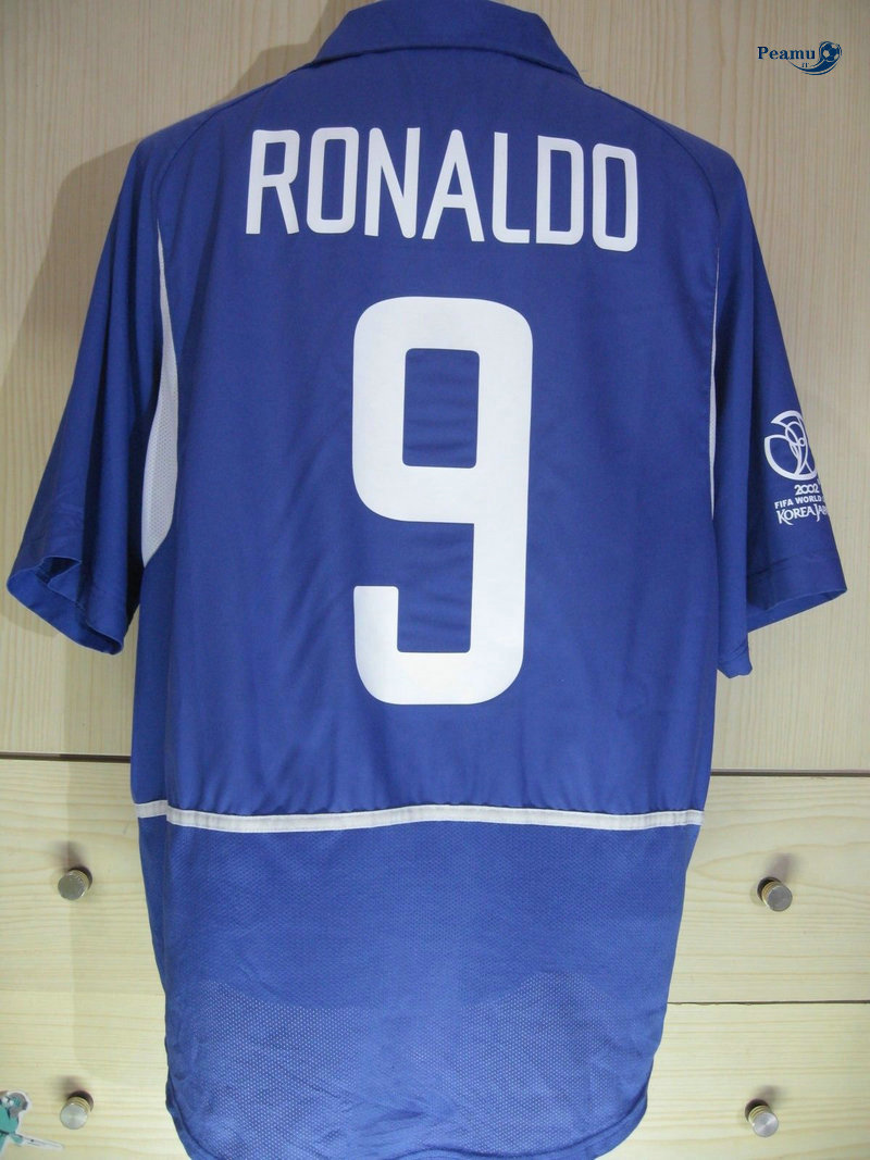 Classico Maglie Brasil Alternativa Equipamento Azul clair (9 RONALDO) Coppa Del Mondo 2002