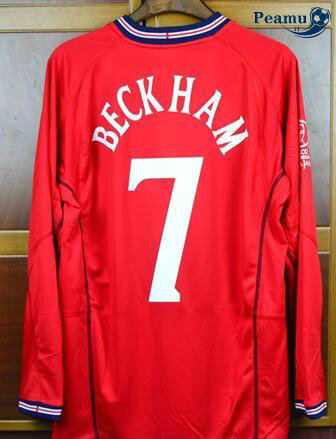 Classico Maglie Inglaterra Manche Longue Alternativa Equipamento (7 Beckham) 2002-03 Coppa Del Mondo