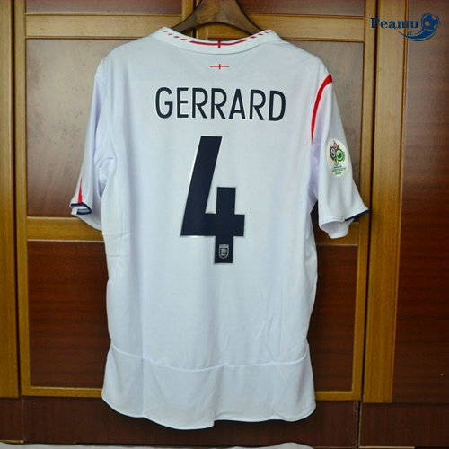 Classico Maglie Inglaterra Principal Equipamento (4 Gerrard) Coppa Del Mondo 2006