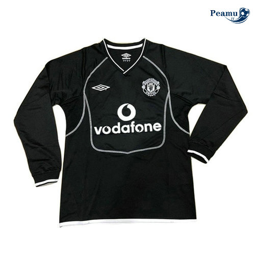 Classico Maglie Manchester United Manche Longue Preto 2000-2002
