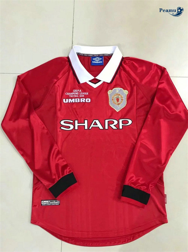 Classico Maglie Manchester United Manche Longue Principal Equipamento (UCL final) 1999