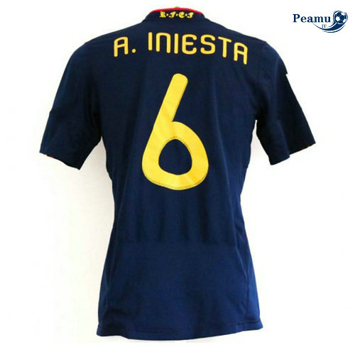 Classico Maglie Espanha Alternativa Equipamento (6 Iniesta) Coppa Del Mondo 2010