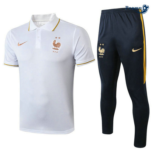 Kit Camisola Entrainement POLO França + Pantalon Bianco/Azul navy 2019-2020