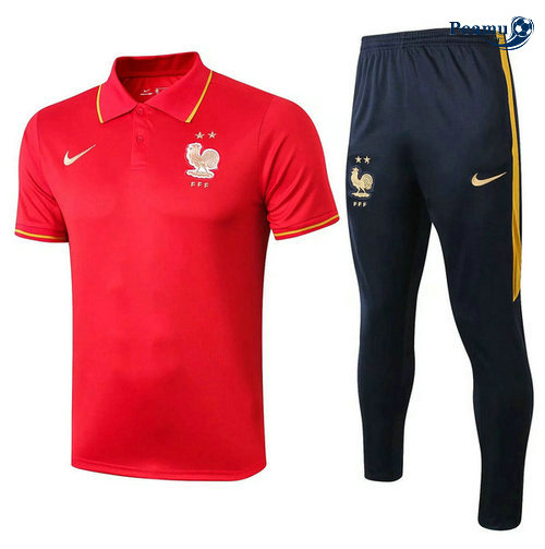 Kit Camisola Entrainement POLO França + Pantalon Vermelho/Azul navy 2019-2020