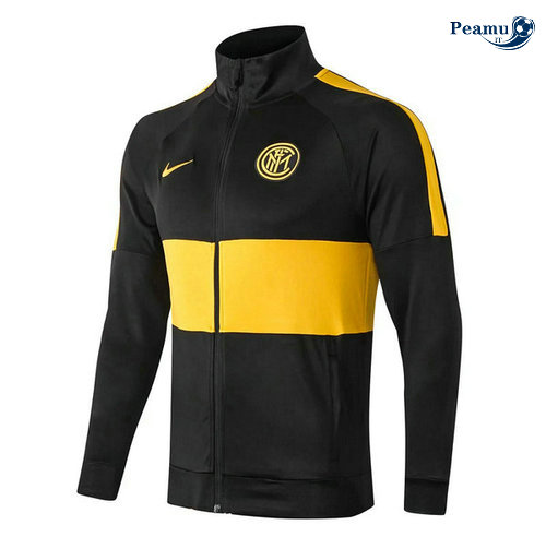 Jaqueta Futebol Inter Milan Preto/Amarelo 2019-2020 Collo Alto