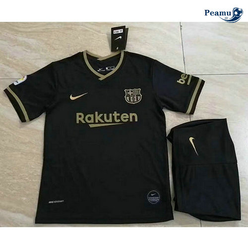 Camisola Futebol Barcelona Crianças Alternativa Equipamento Preto/Or 2020-2021