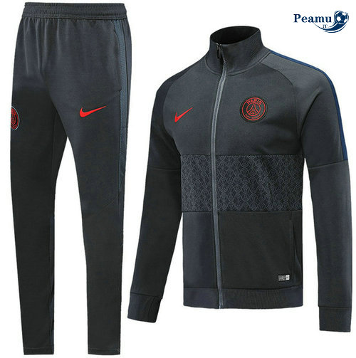 Casaco de Fato de Treino PSG Preto/Cinza 2019-2020 Collo Alto
