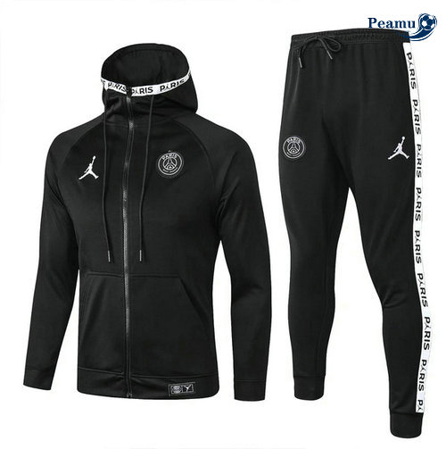 Casaco de Fato de Treino con cappuccio PSG Preto 2019-2020 M116