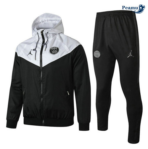 Casaco de Fato de Treino con cappuccio A Vento PSG Preto/Bianco 2019-2020