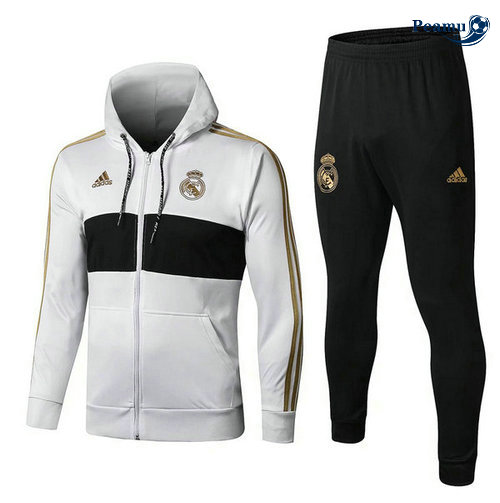 Casaco de Fato de Treino con cappuccio Real Madrid Bianco/Preto 2019-2020