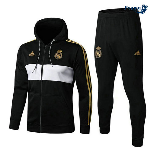 Casaco de Fato de Treino con cappuccio Real Madrid Preto/Bianco 2019-2020