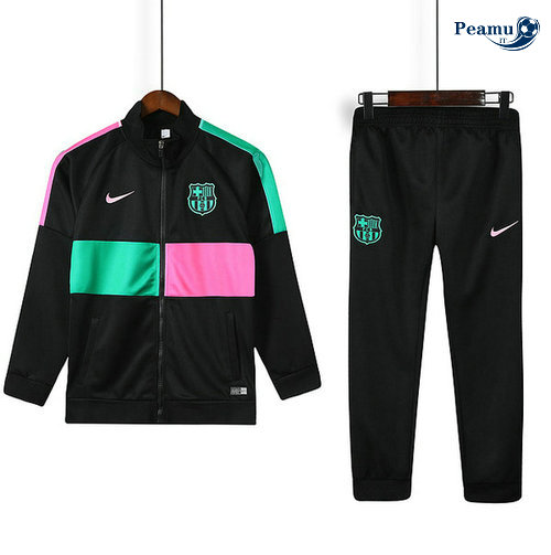 Casaco de Fato de Treino Barcelona Crianças Preto Rosa/Verde 2019-2020