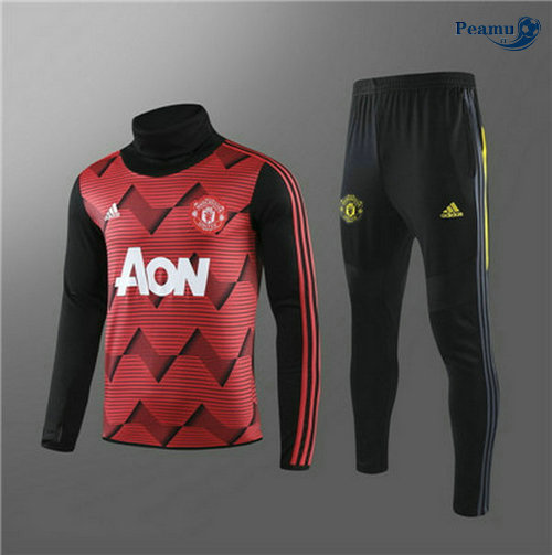 Fato de Treino Manchester United Crianças Vermelho/Preto Rayon Collo Alto 2019-2020