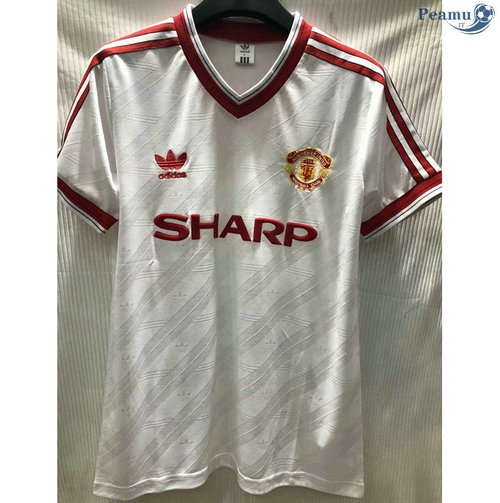 Camisola Rétro Manchester United Alternativa Equipamento Branco 1986