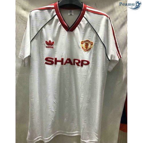 Camisola Rétro Manchester United Alternativa Equipamento Branco 1988