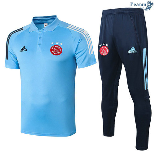 Kit Camisola Entrainement Polo AFC Ajax + Pantalon Azul clair 2020-2021