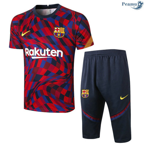 Kit Camisola Entrainement Barcelona + Pantalon 3/4 Violet/Vermelho Rayon 2020-2021
